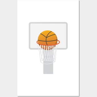 Basketball in basket Posters and Art